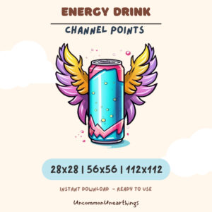 Energy drink with wings Twitch emote, 28x28 56x56 112x112 pixels, instant download channel points