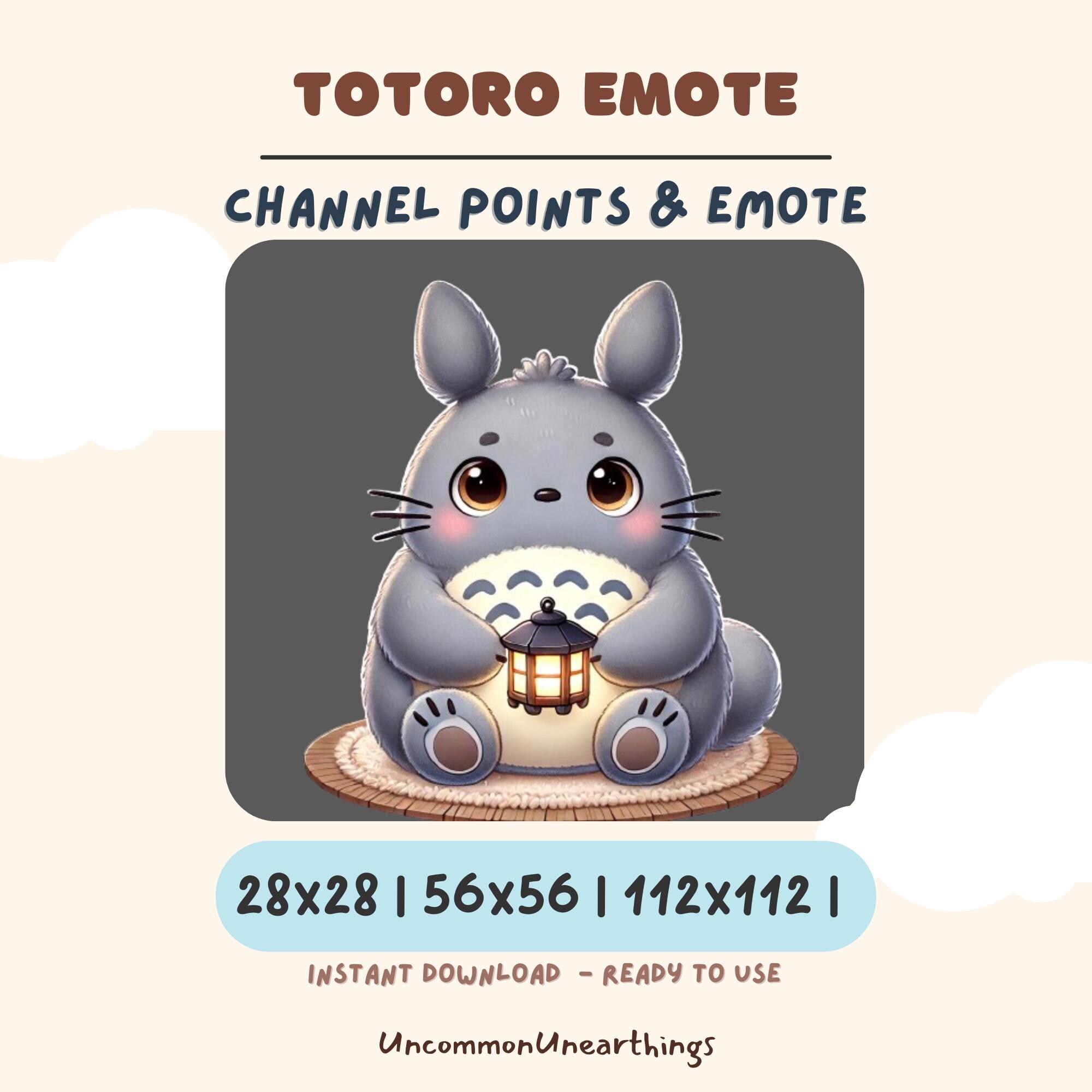 Cute Totoro emote holding lantern for Twitch Discord channel points, 28x28 56x56 112x112 pixels instant download