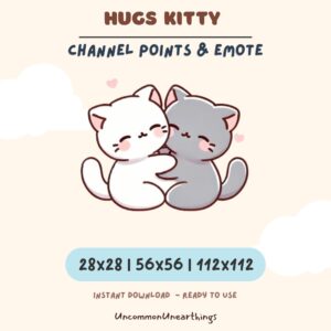 Hugs Kitty cute cat emote channel points Discord Twitch 28x28 56x56 112x112 instant download