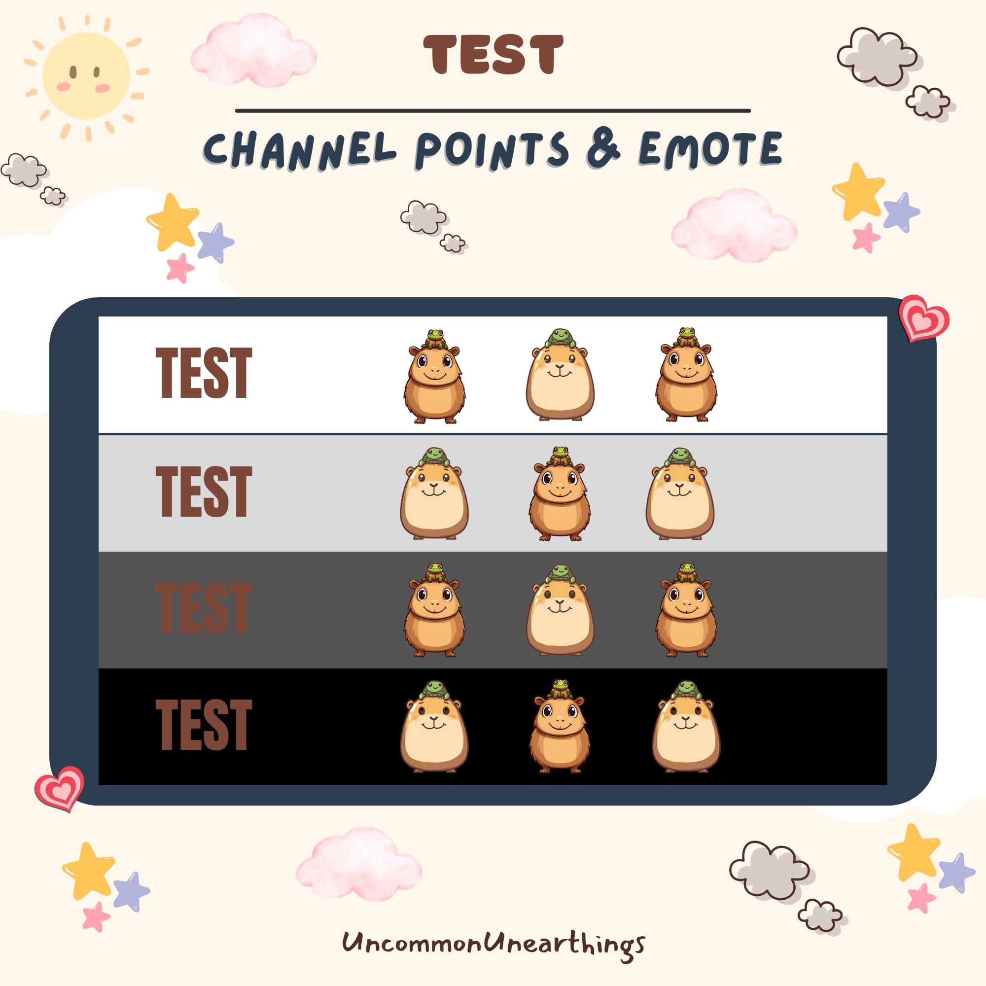 Cute hamster emote set with channel points and tier levels for Twitch streaming and Discord communities