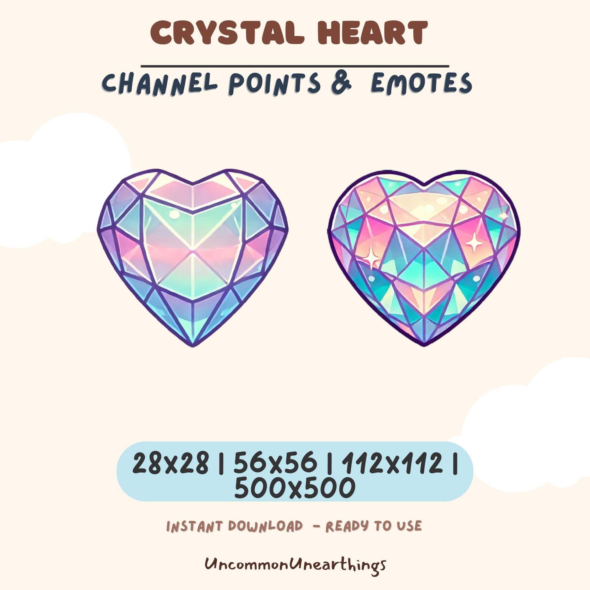Crystal Heart Twitch Discord Emotes - Pastel Geometric Gem Emojis, Channel Points & Chat Icons