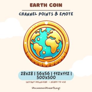 Earth Coin Twitch Emote - Gold Coin with Blue Planet Design for Discord & Streaming Channels