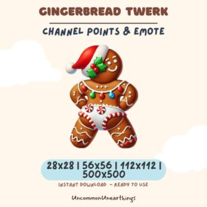 Gingerbread Twerk Twitch Emote - Festive Christmas Animated Channel Points Emote for Discord and Streaming Platforms