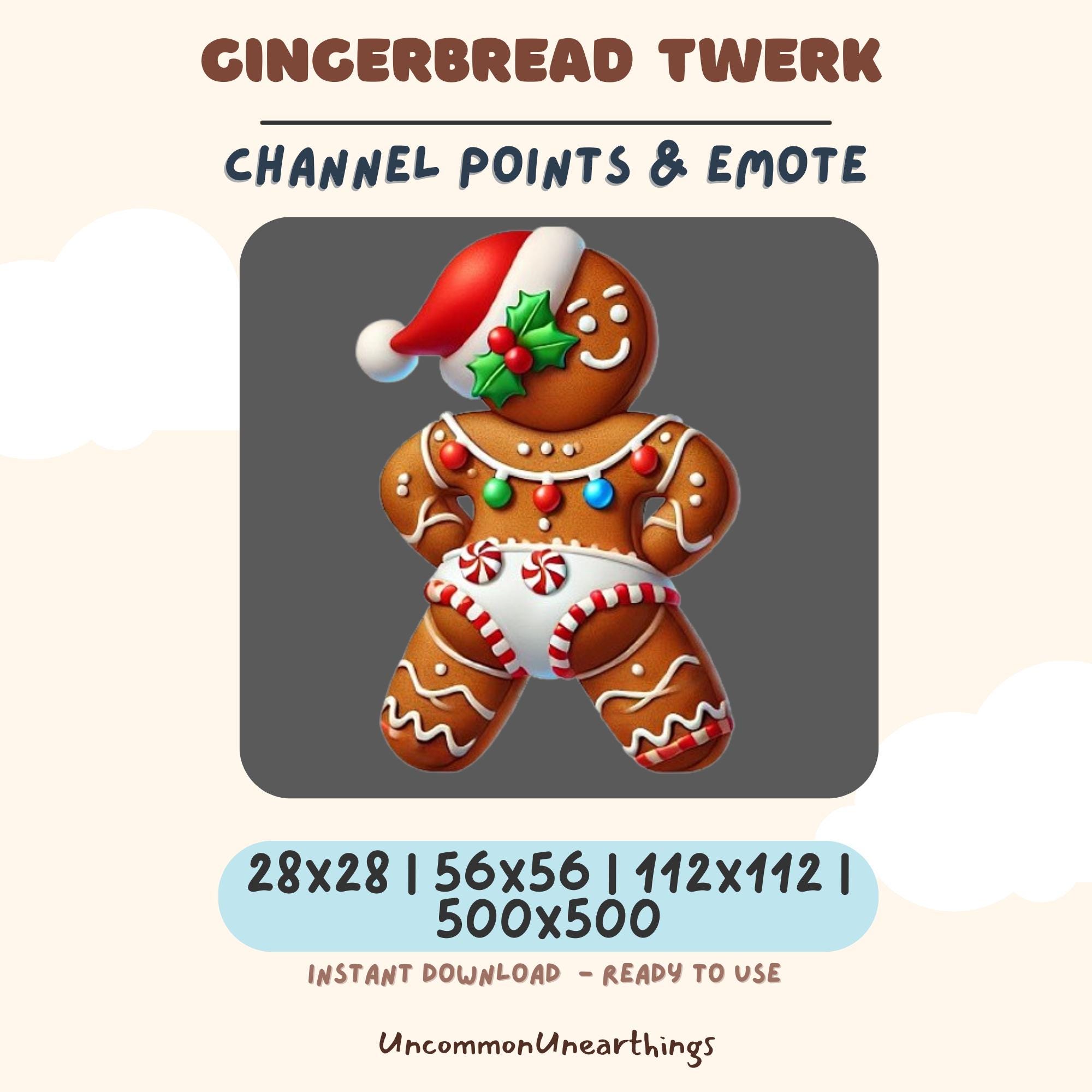 Gingerbread Twerk Christmas Twitch Emote - Festive animated character for streaming channels and Discord servers