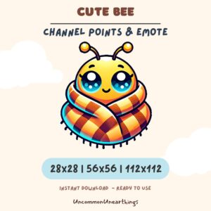Cute bee channel points and emote for Twitch Discord 28x28 56x56 112x112 pixels instant download