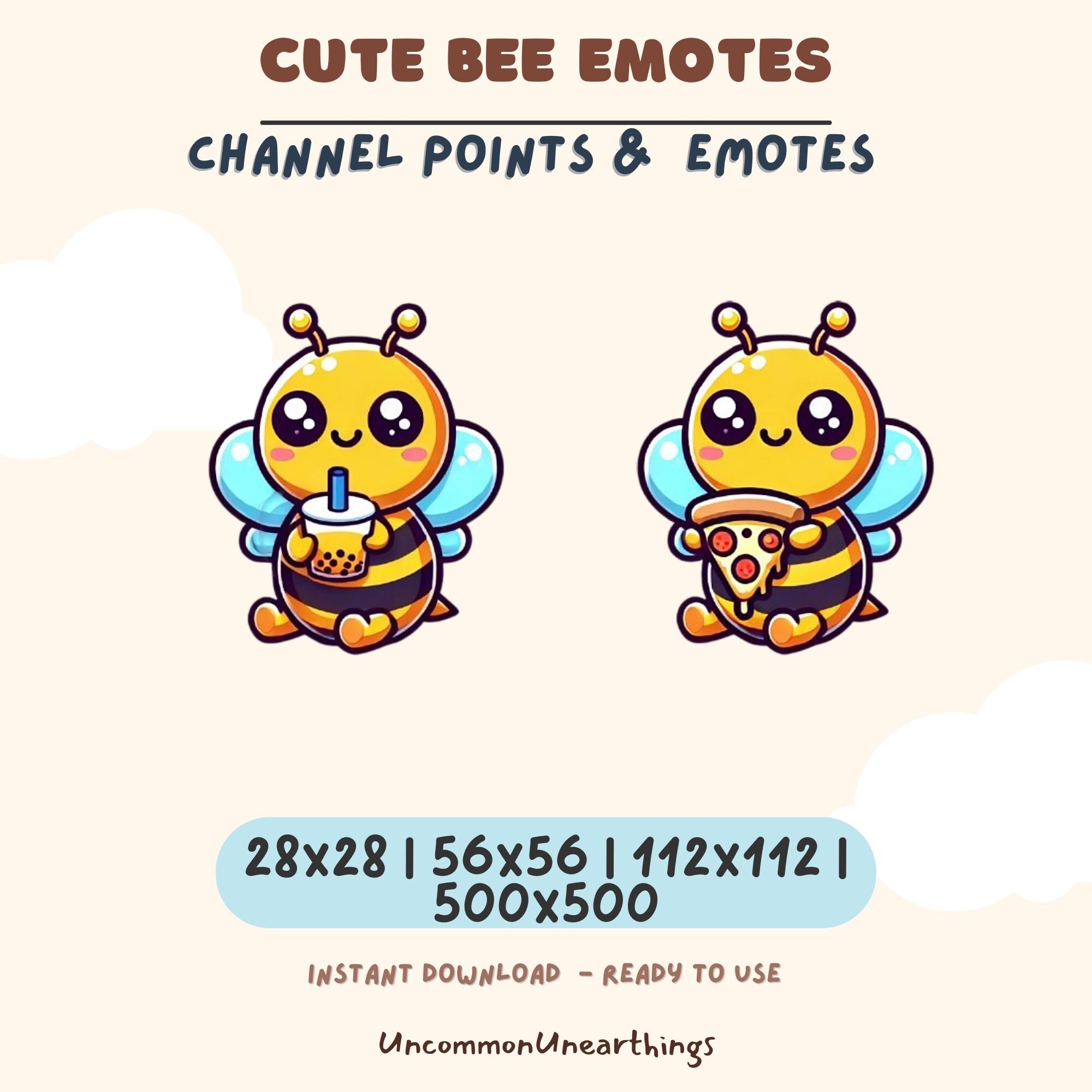 Cute bee emotes for Twitch and Discord channels in multiple sizes, instant download ready to use