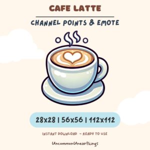 Cafe Latte heart latte art emote for Twitch Discord channels, 28x28 56x56 112x112 pixels instant download