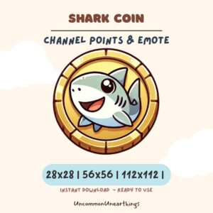 Shark Coin Channel Points Emote for Twitch Discord - Happy Cute Fish Gaming Avatar Icon
