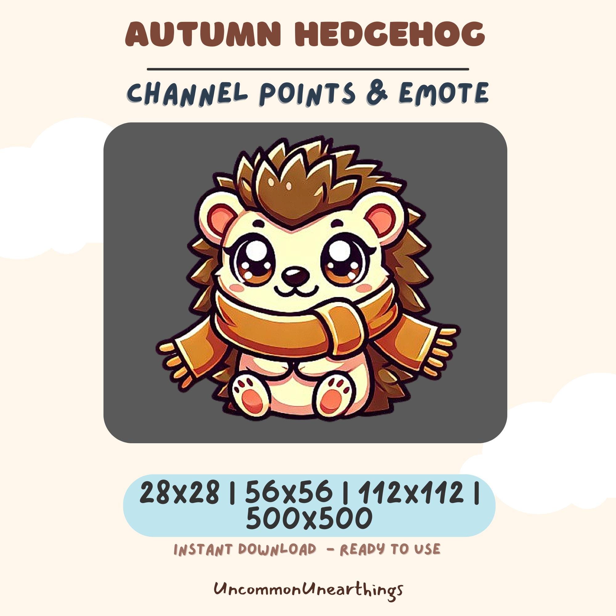 Autumn Hedgehog cute kawaii character emote for Twitch Discord channels in brown orange colors