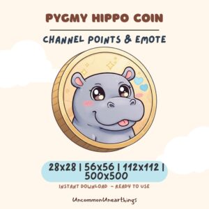 Pygmy Hippo Coin Twitch Discord Emote - Cute Channel Points & Emoticon Asset Bundle Ready to Use