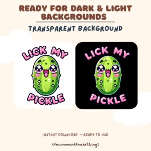 Cute "Lick My Pickle" cartoon cactus emote with transparent background, ready for dark and light backgrounds