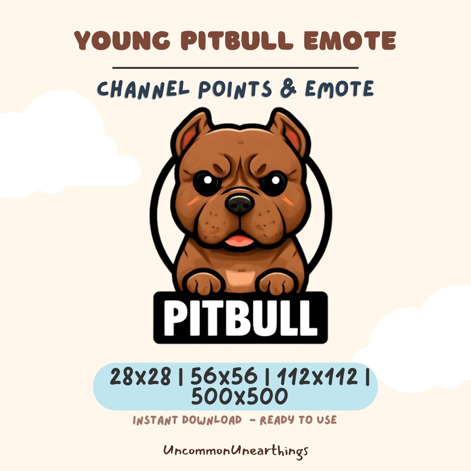 Young brown Pitbull emote for Twitch and Discord channels in multiple sizes, instant download ready to use
