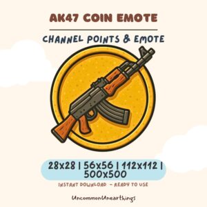 AK47 Coin Emote for Twitch Discord - Channel Points Weapon Icon 28x28 56x56 112x112 500x500 pixels