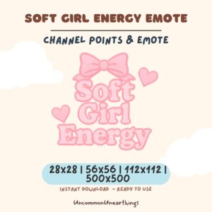 Soft Girl Energy Emote | Pink Bow Heart Twitch Discord Emote | 28x28 56x56 112x112 500x500px Instant Download