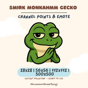 Smirk Monkahmm Gecko Twitch Discord Emote - Green Smiling Frog Character Channel Points Emote Multiple Sizes