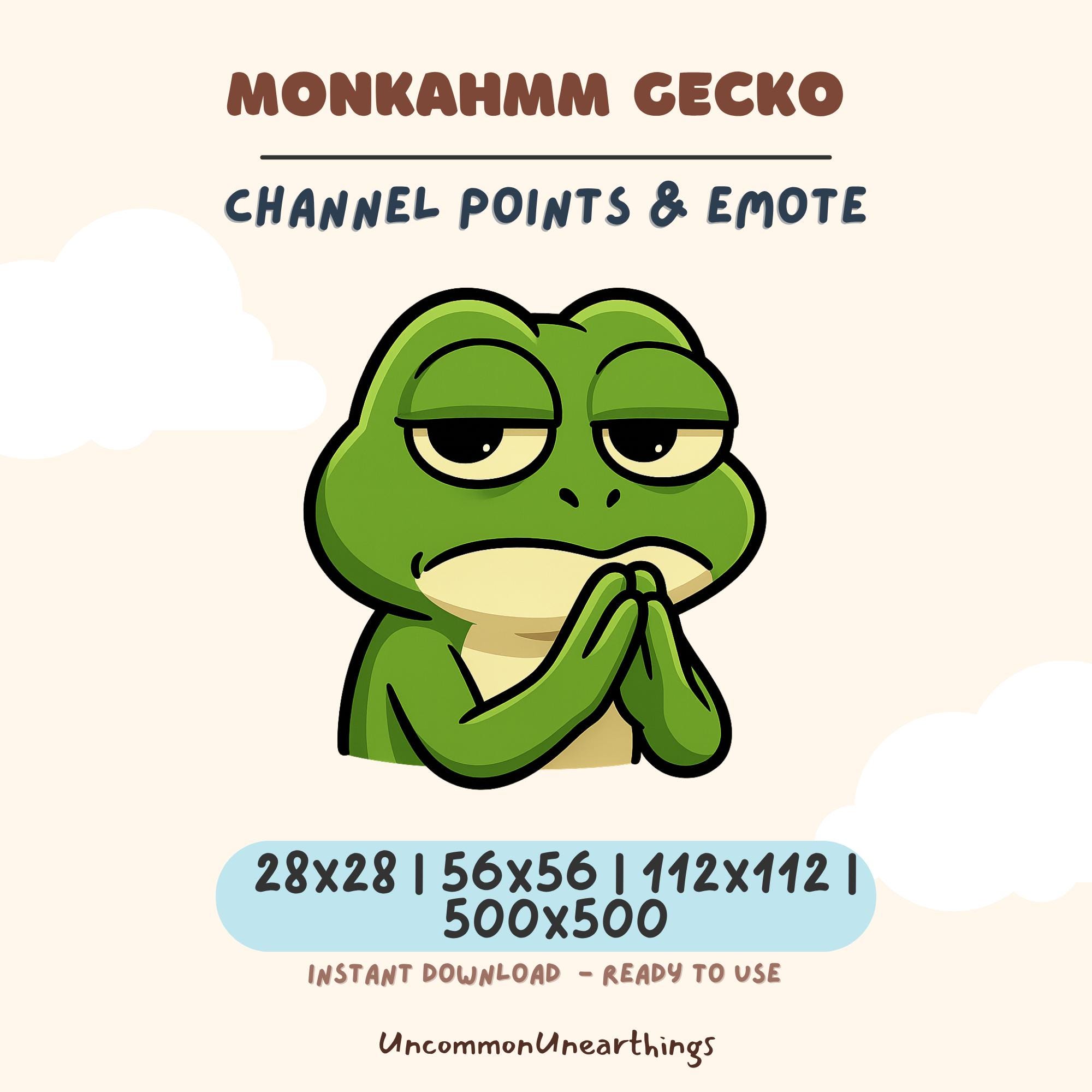 Monkahmm Gecko Channel Points Emote - Cute Green Gecko Twitch Discord Emote 28x28 56x56 112x112 500x500 Pixels
