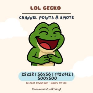 LOL Gecko laughing emote for Twitch and Discord in multiple sizes 28x28 56x56 112x112 500x500 pixels instant download