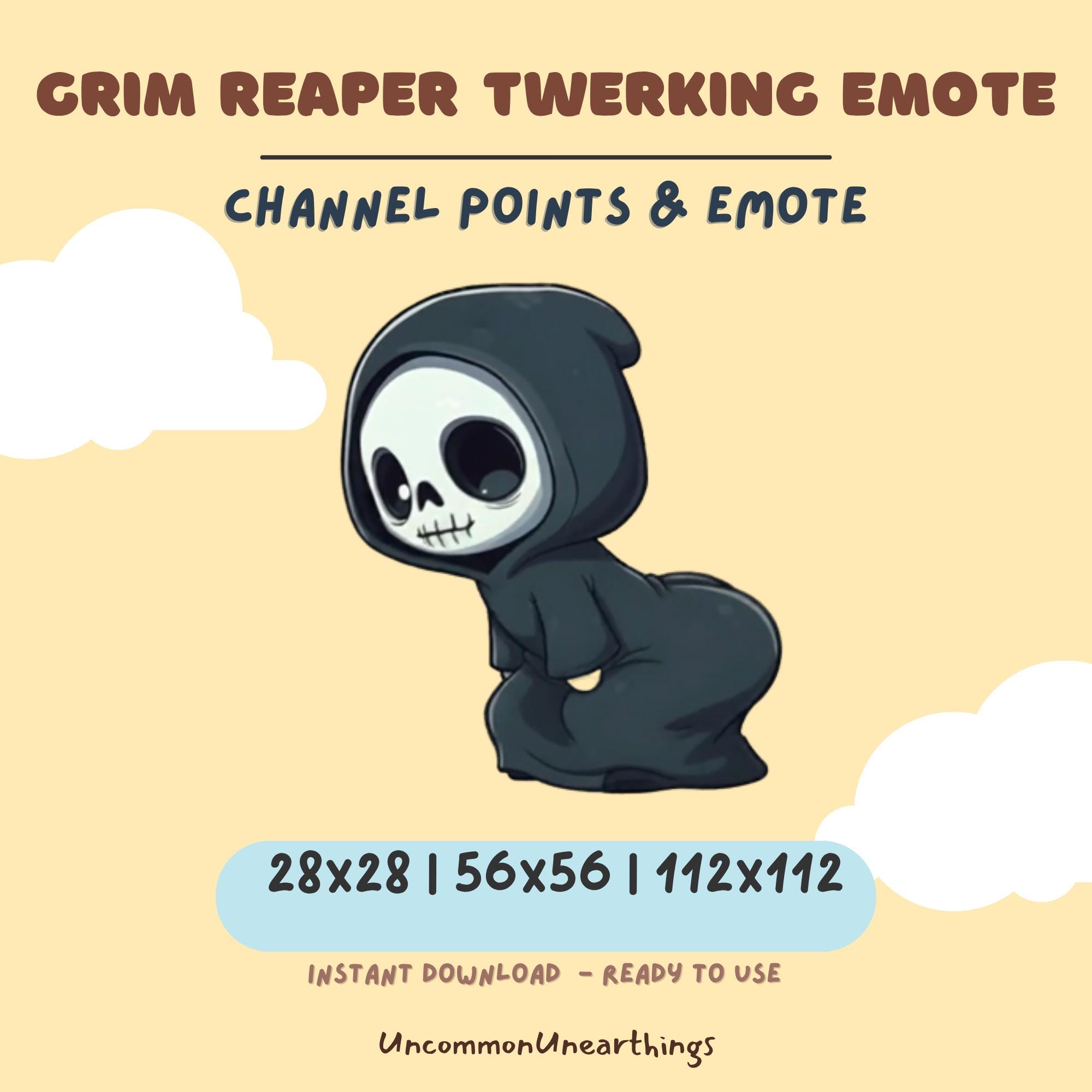 Grim Reaper Twerking Emote for Twitch Discord 28x28 56x56 112x112 pixels instant download