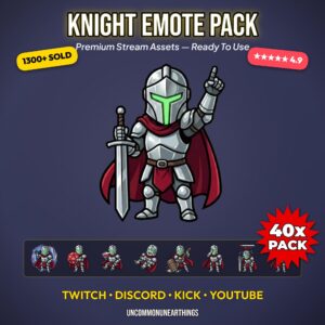 Knight Emote Pack 40x - Premium Stream Assets for Twitch, Discord, Kick, YouTube by UncommonUnearthings