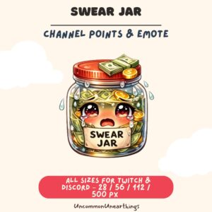 Cute crying swear jar emote for Twitch and Discord streaming platforms with money and coins inside
