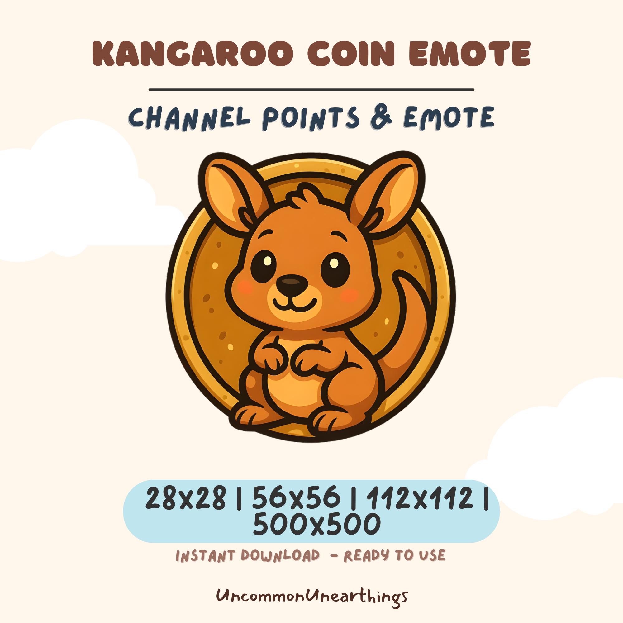 Cute kangaroo coin emote for Twitch and Discord in multiple sizes, instant download ready to use