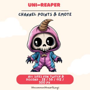 Uni-Reaper skull demon character emote for Twitch Discord, multiple sizes 28-500px available