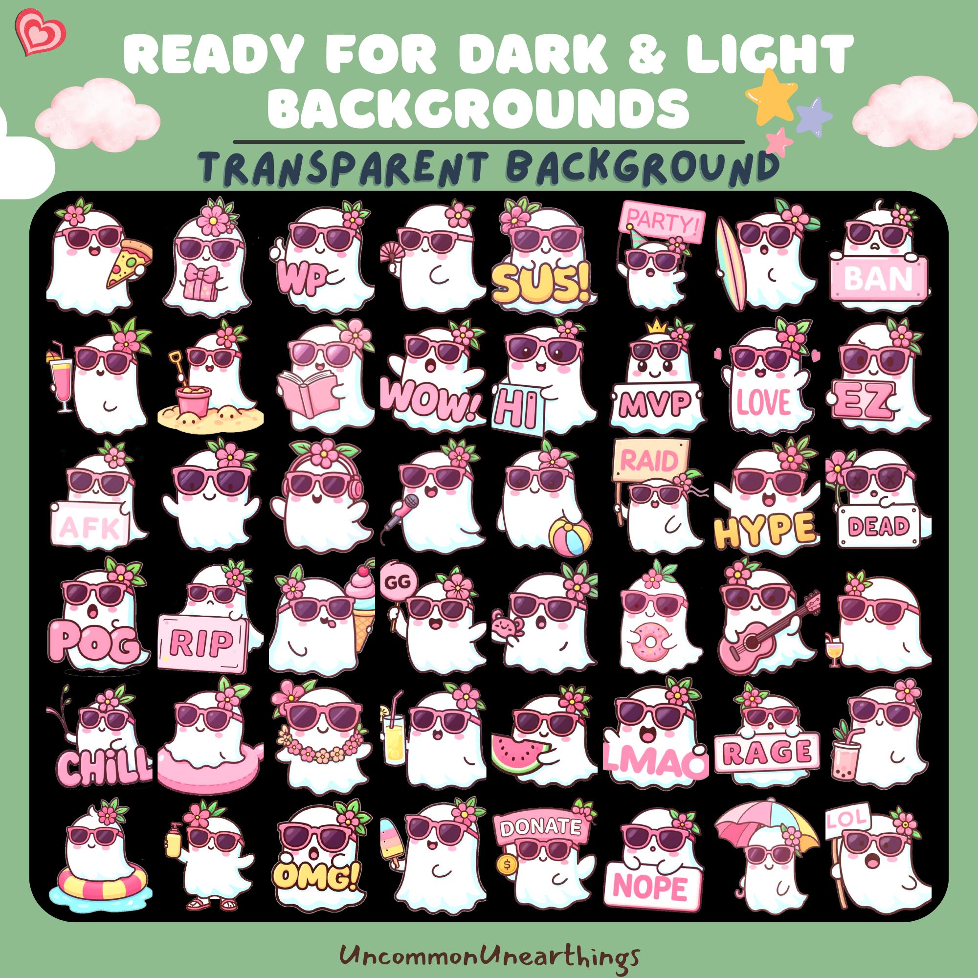 Floral Ghost Emotes Pack | 48 Twitch Discord Emotes - Image 3