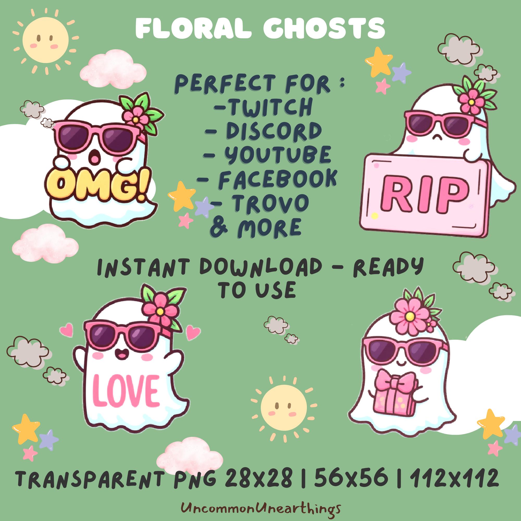 Floral Ghost Emotes Pack | 48 Twitch Discord Emotes - Image 4