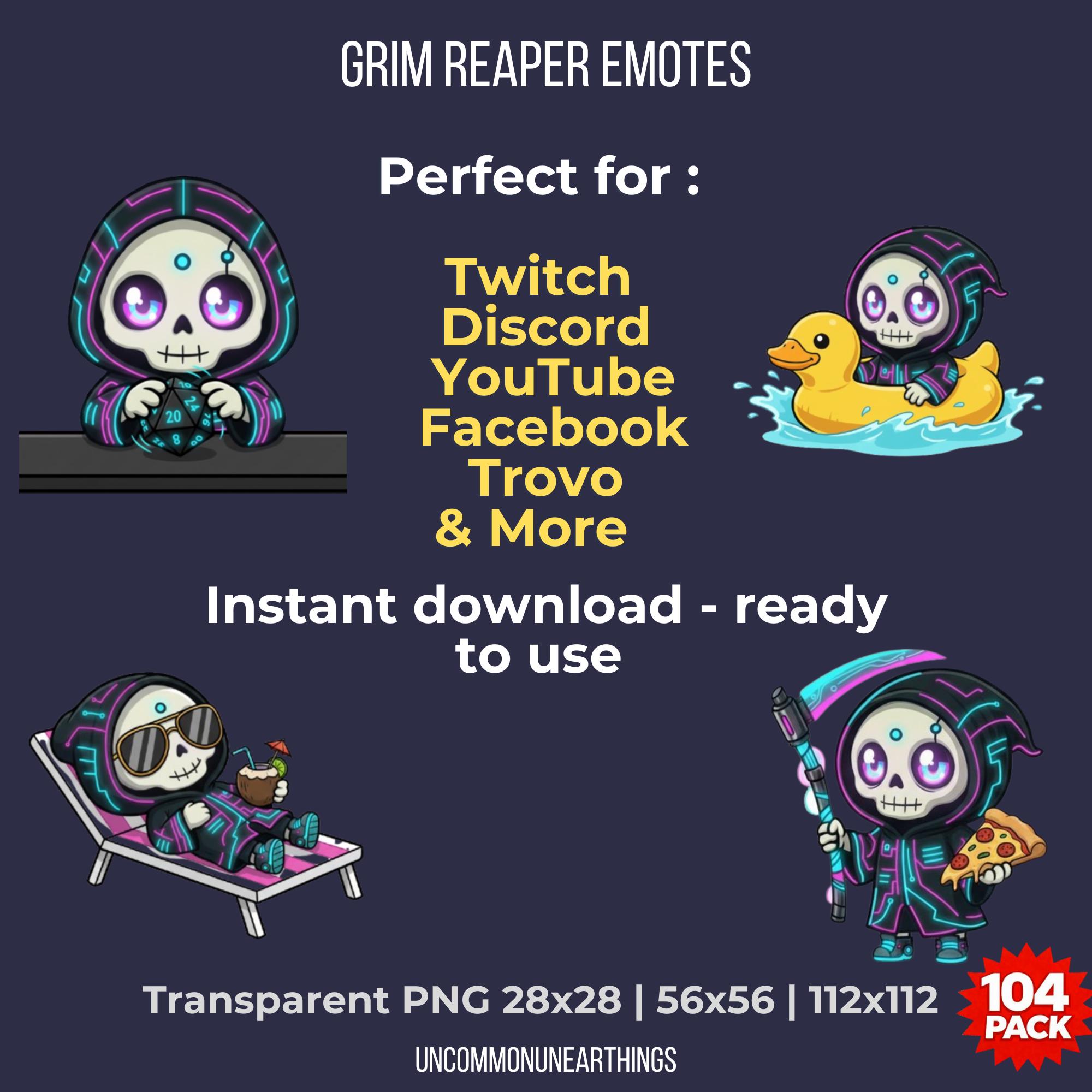 Grim Reaper Twitch Emotes | 104 Gothic Neon Pack - Image 5