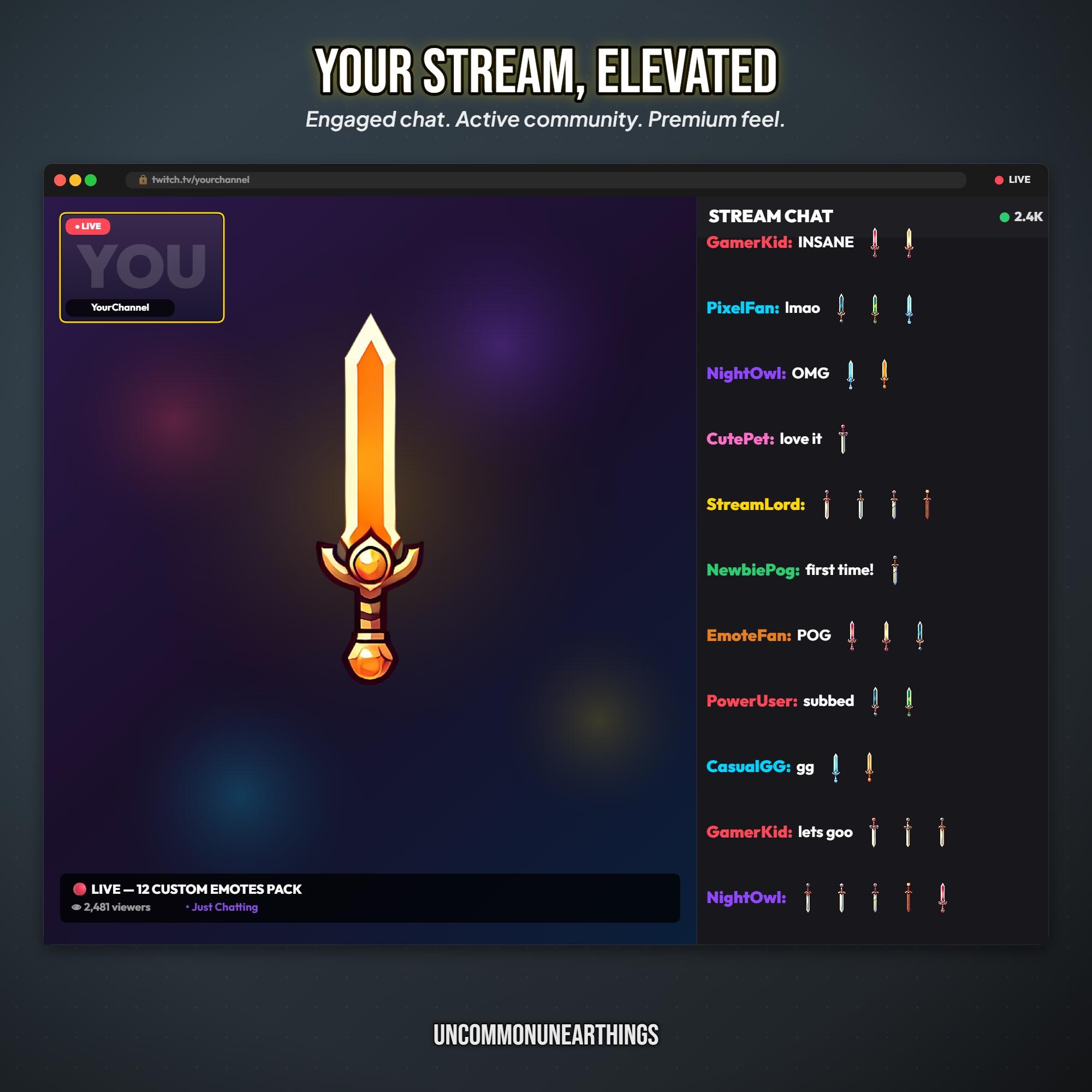 12 Sword Emotes Pack | Twitch Discord RPG Fantasy - Image 3