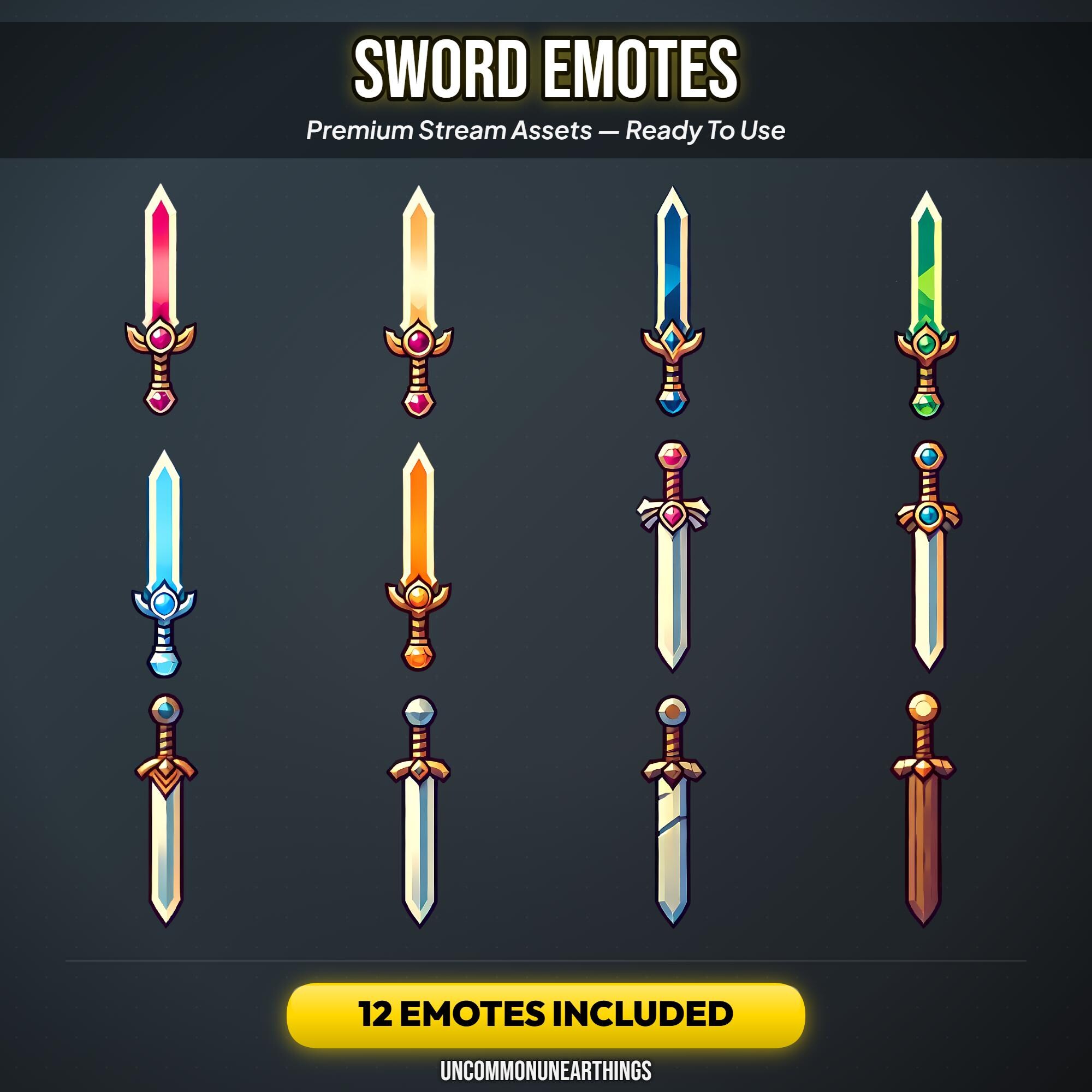 12 Sword Emotes Pack | Twitch Discord RPG Fantasy - Image 2