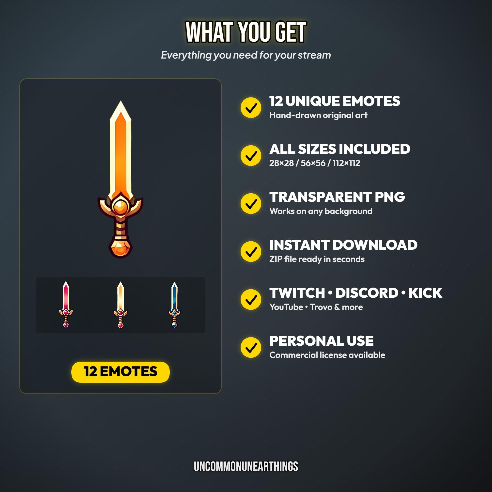 12 Sword Emotes Pack | Twitch Discord RPG Fantasy - Image 8