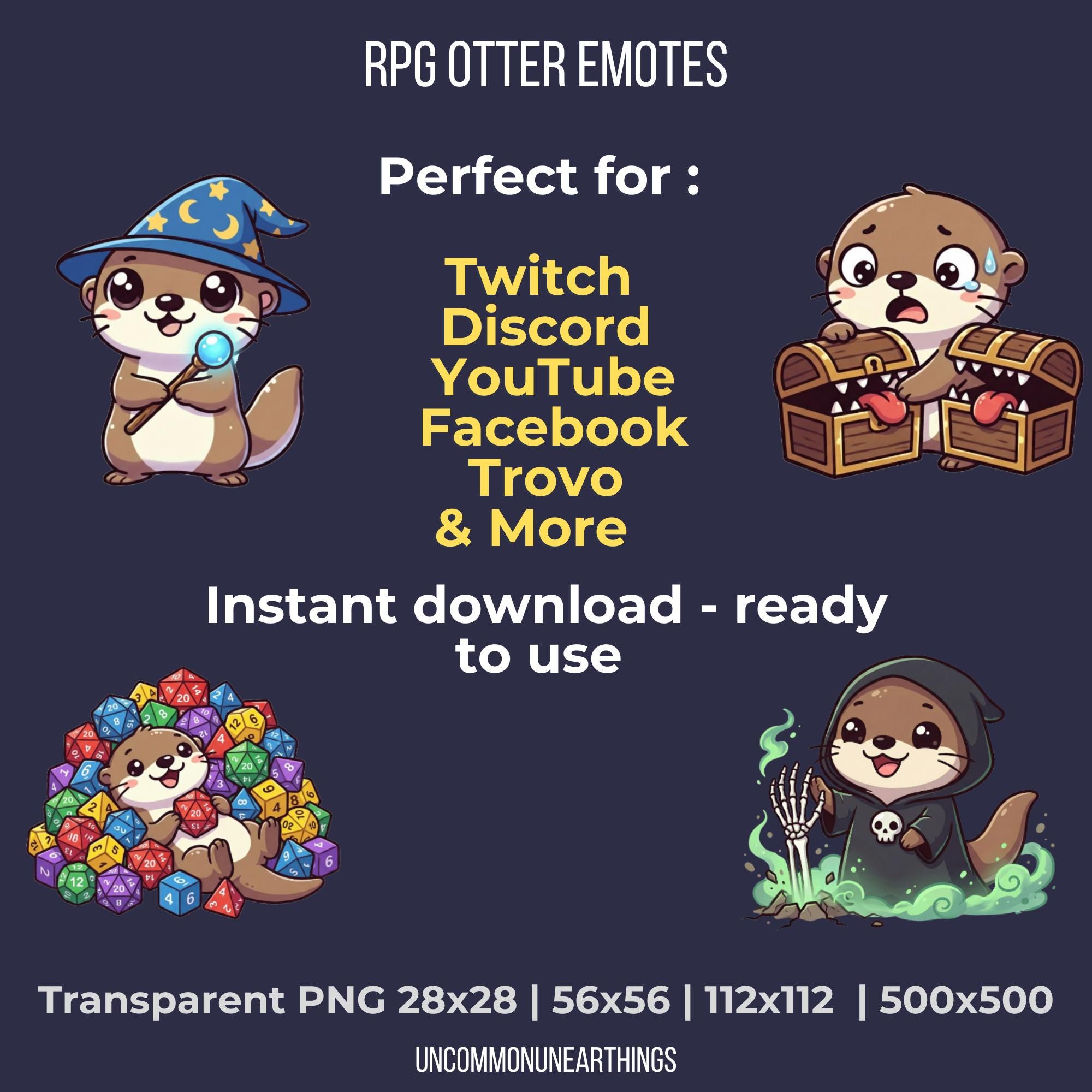 RPG Otter Emotes | 42 TTRPG Twitch & Discord Pack - Image 3