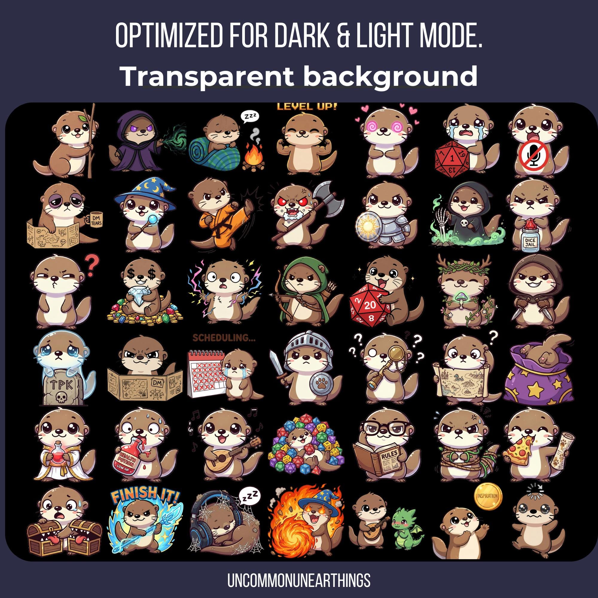 RPG Otter Emotes | 42 TTRPG Twitch & Discord Pack - Image 4