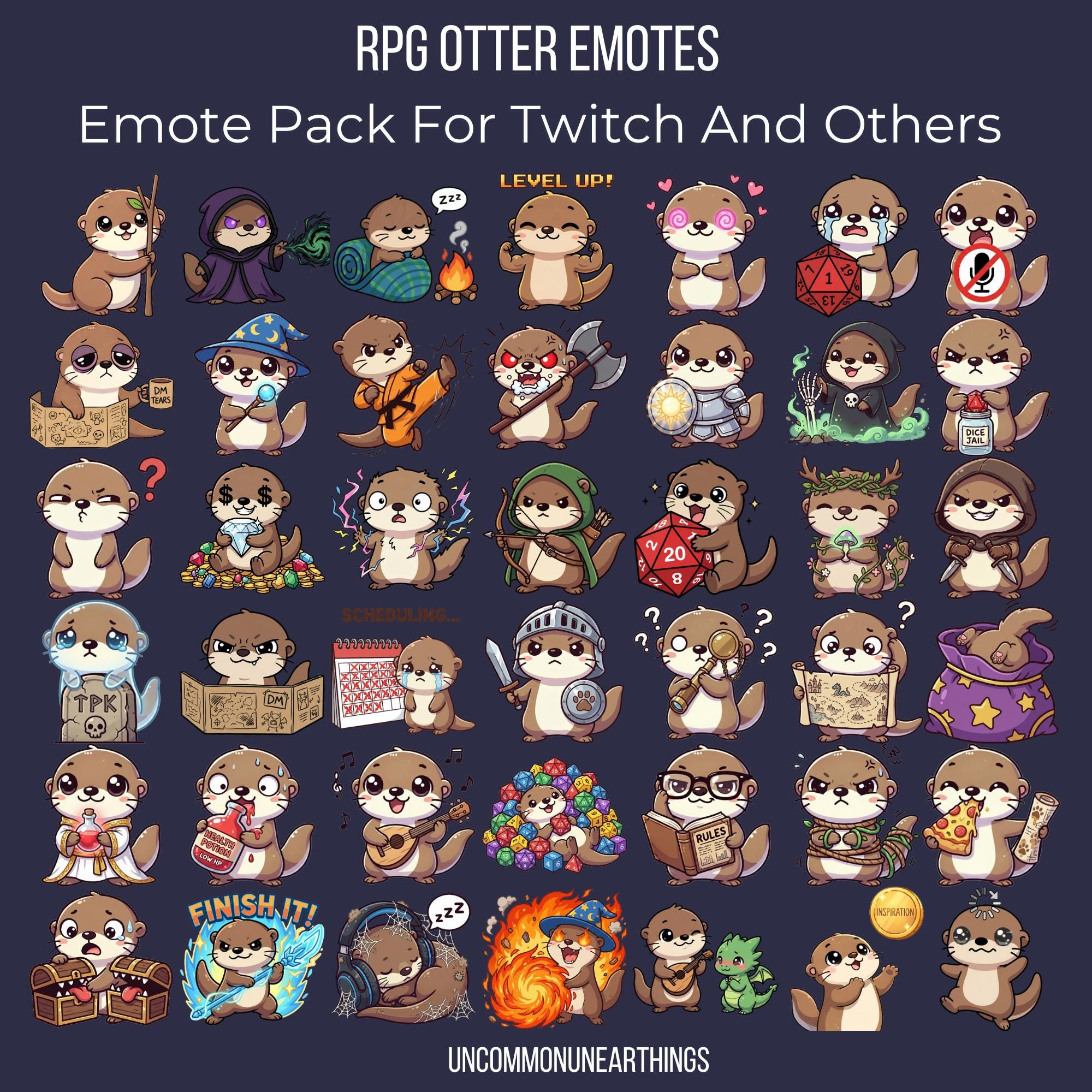 RPG Otter Emotes | 42 TTRPG Twitch & Discord Pack - Image 2