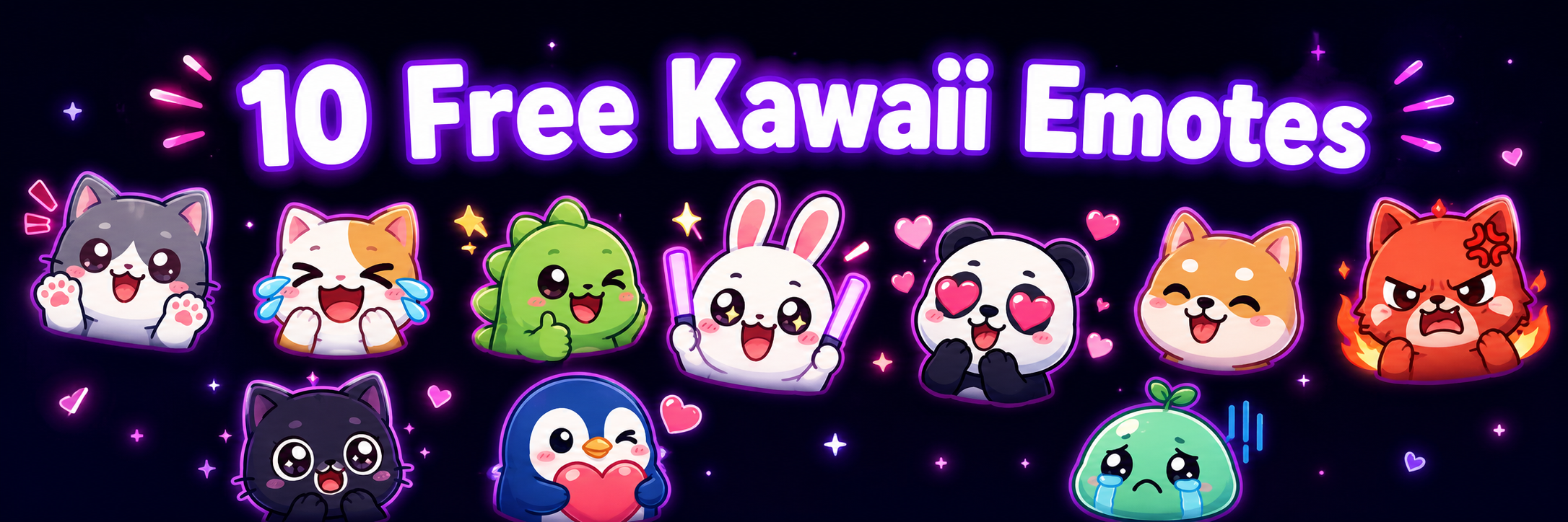 10 Free Kawaii Emotes banner