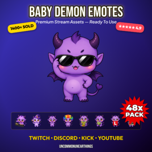 48 cute red chibi baby dragon emotes with funny reactions including baseball bat fire breath raid GG EZ lurk roomba gaming headset and sleep for Twitch Discord