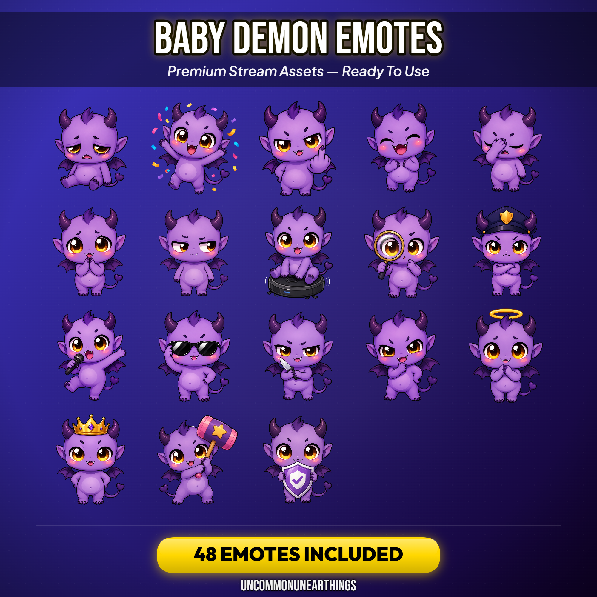Baby Dragon Emote Pack — 48 Cute Chibi Dragon Emotes for Twitch Discord - Image 3
