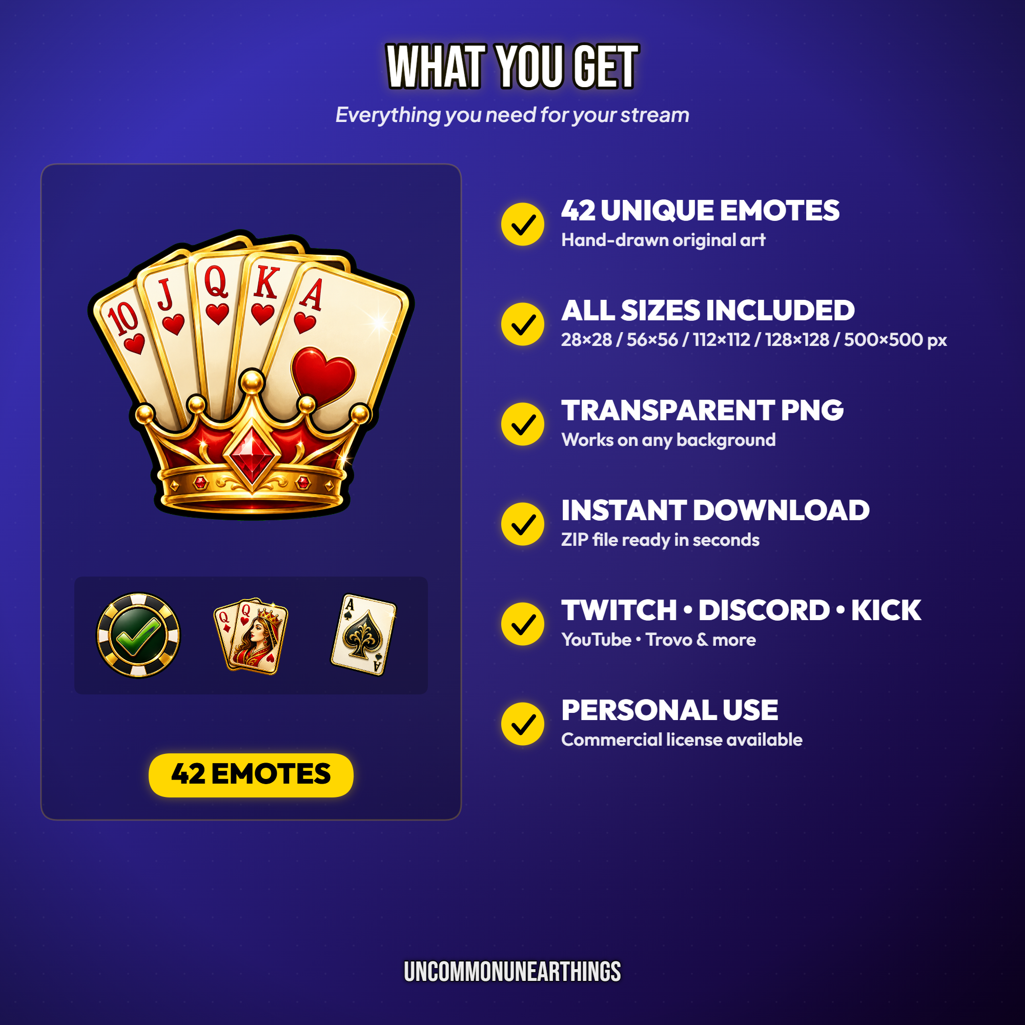 Poker Sub Badges for Twitch — 42 Luxury Gold Casino Stream Pack - Image 4