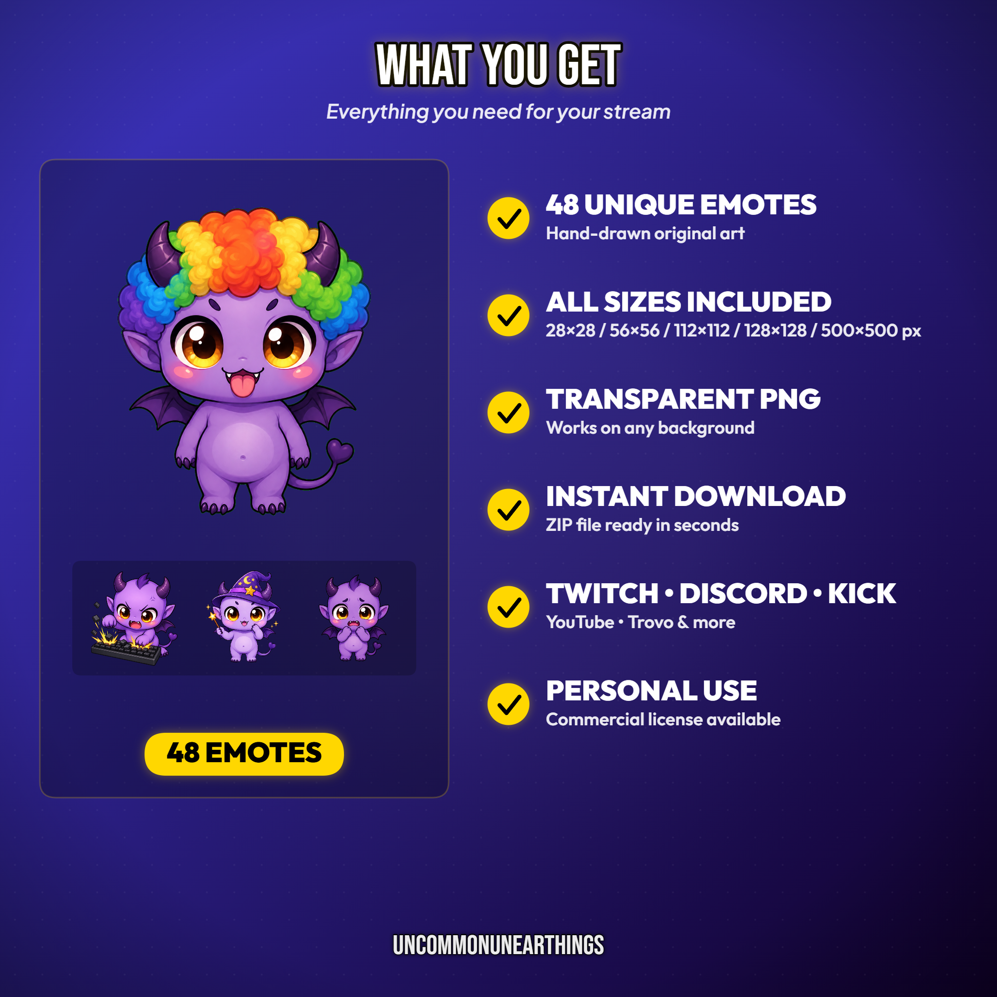 Baby Dragon Emote Pack — 48 Cute Chibi Dragon Emotes for Twitch Discord - Image 4
