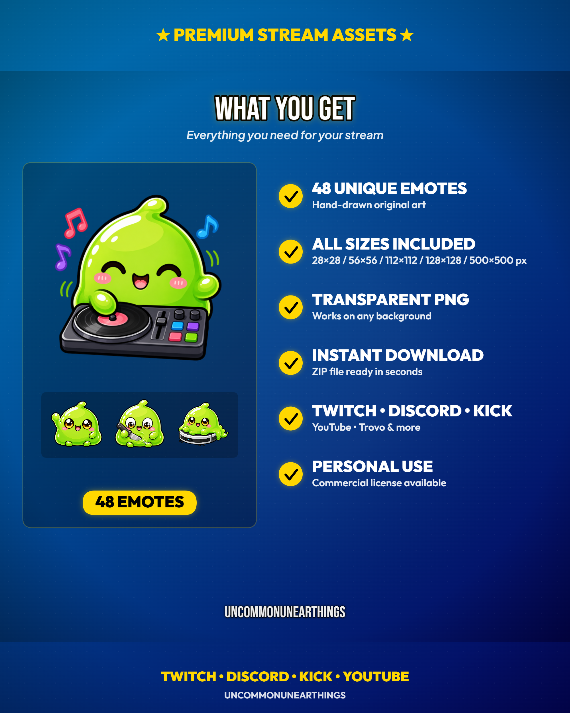 Slime Emote Pack — 48 Cute Kawaii Slime Emotes for Twitch Discord - Image 3