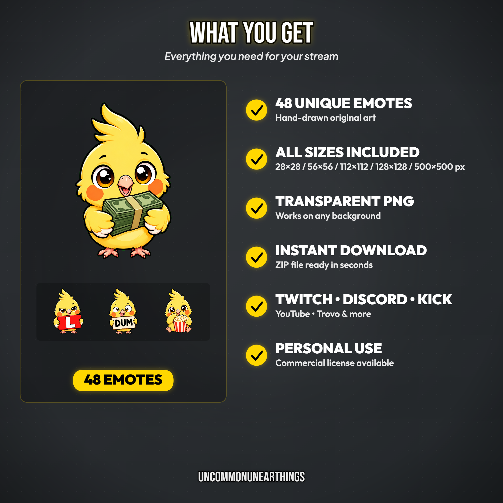 Parrot Emote Pack — 48 Cute Chibi Parrot Emotes for Twitch Discord - Image 4