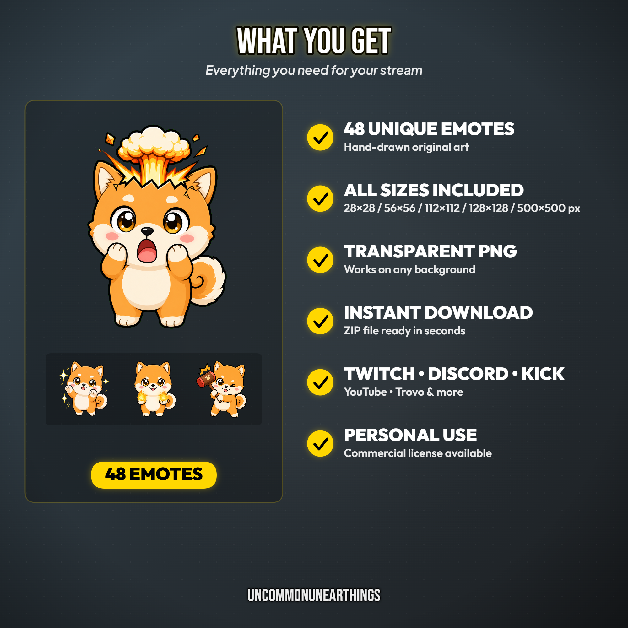 Shiba Inu Emote Pack — 48 Cute Chibi Shiba Inu Emotes for Twitch Discord - Image 4