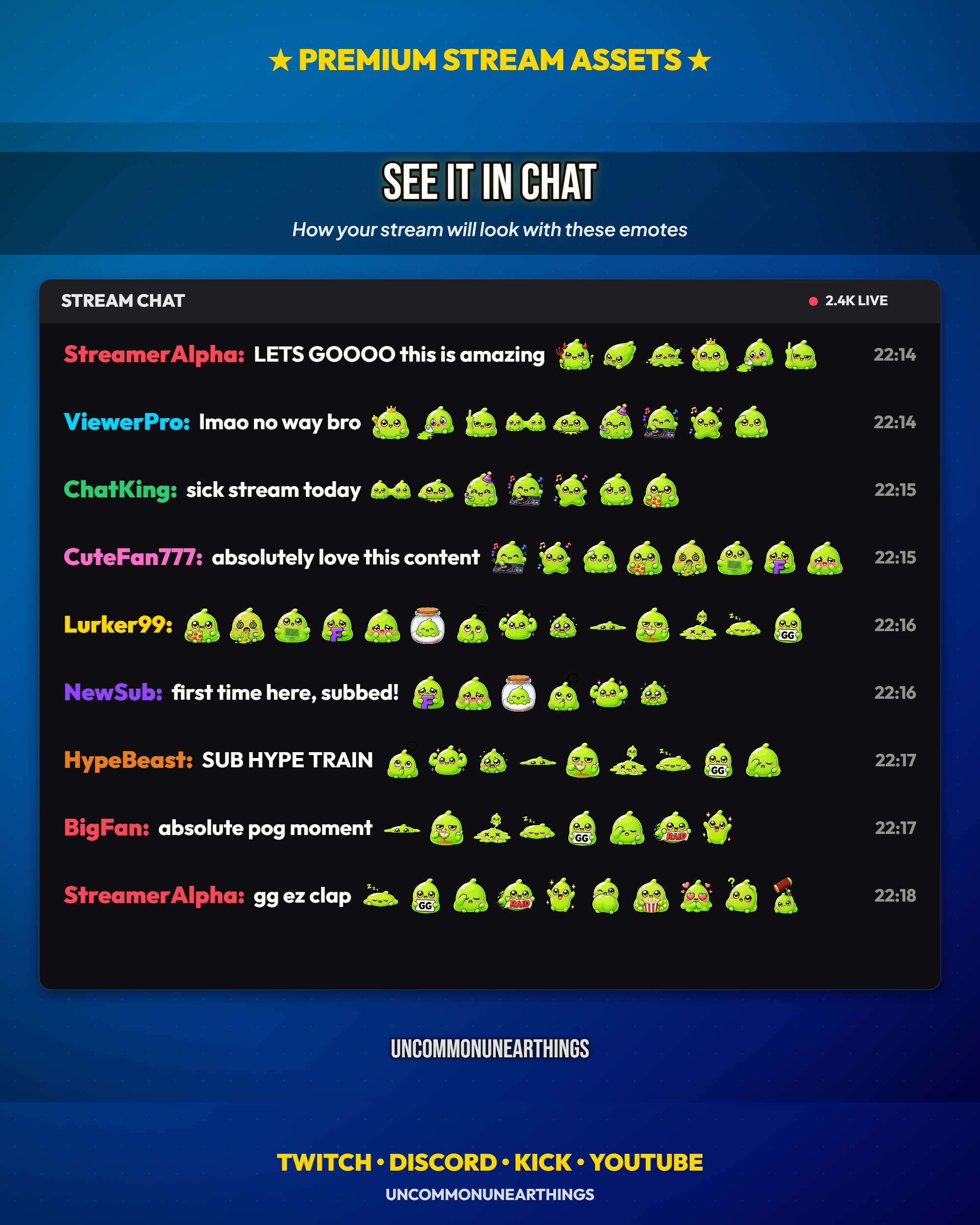 Slime Emote Pack — 48 Cute Kawaii Slime Emotes for Twitch Discord - Image 4