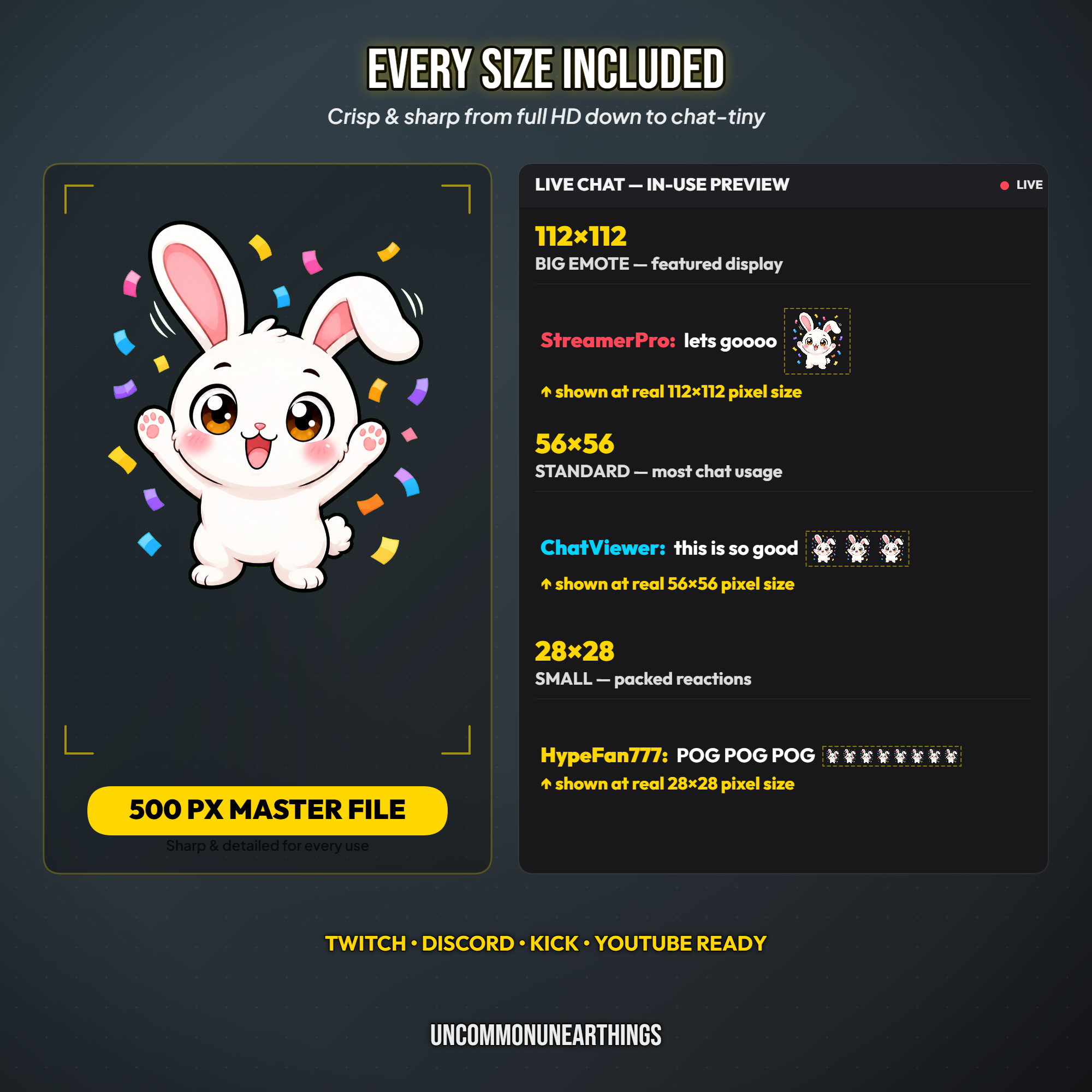 Bunny Emote Pack — 48 Cute Chibi Bunny Emotes for Twitch Discord - Image 6