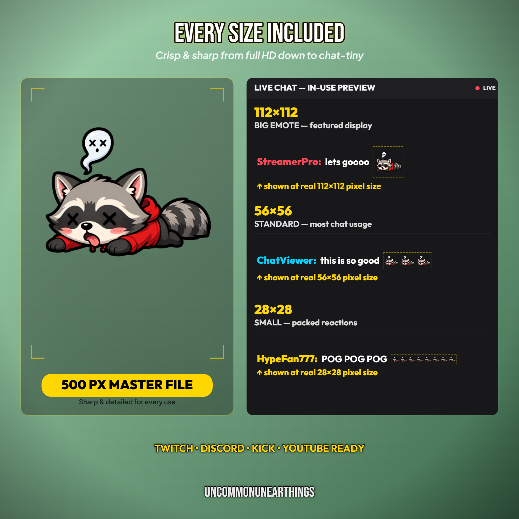 Raccoon Emote Pack — 42 Cute Chibi Raccoon Emotes for Twitch Discord - Image 6