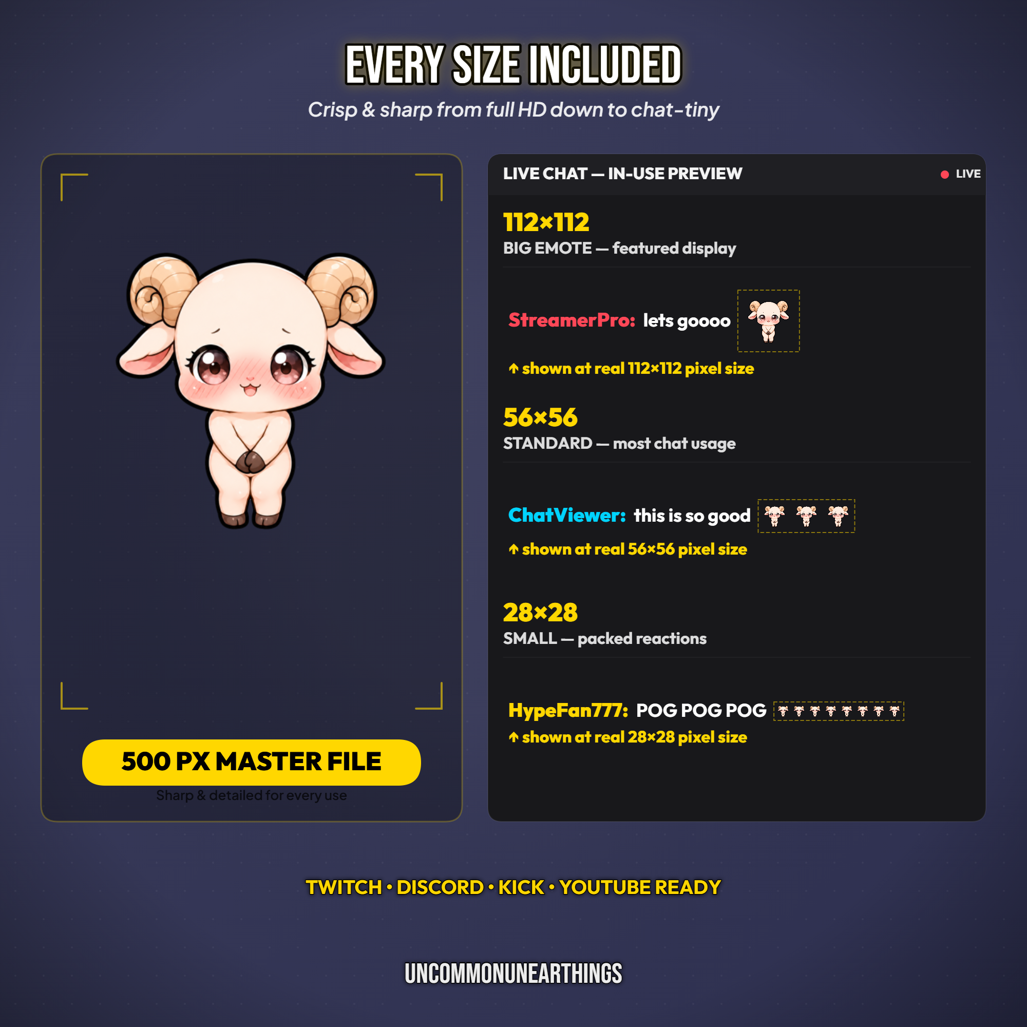 Sheep Emote Pack — 48 Cute Chibi Sheep Emotes for Twitch Discord - Image 6