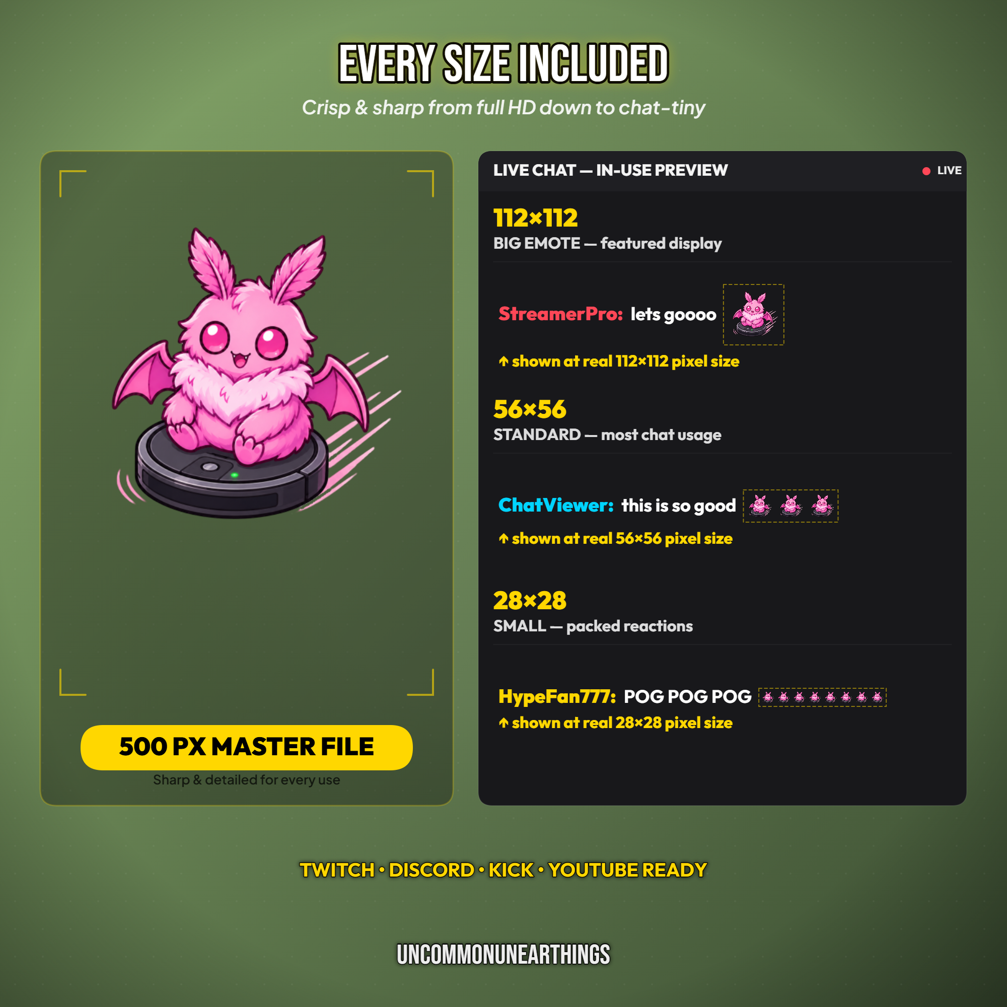 Moth Emote Pack — 42 Cute Chibi Pink Moth Emotes for Twitch Discord - Image 6
