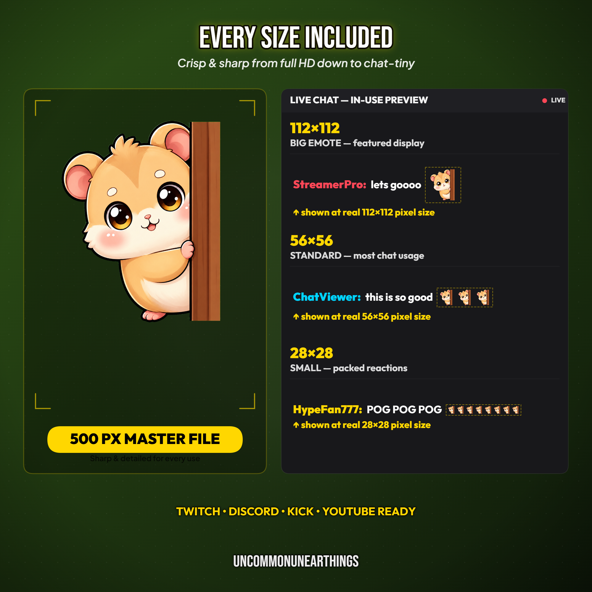 Hamster Emote Pack — 48 Cute Chibi Hamster Emotes for Twitch Discord - Image 6