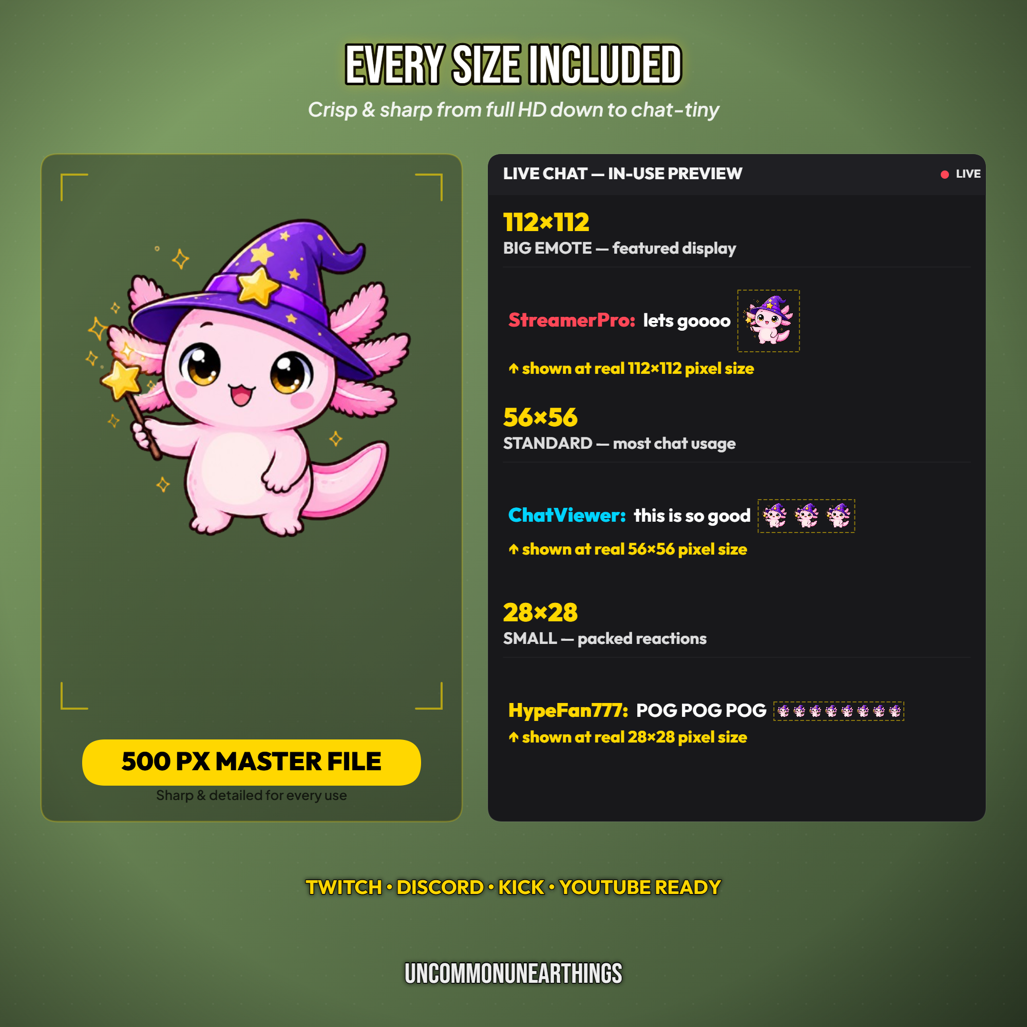 Axolotl Emote Pack — 48 Cute Chibi Axolotl Emotes for Twitch Discord - Image 6